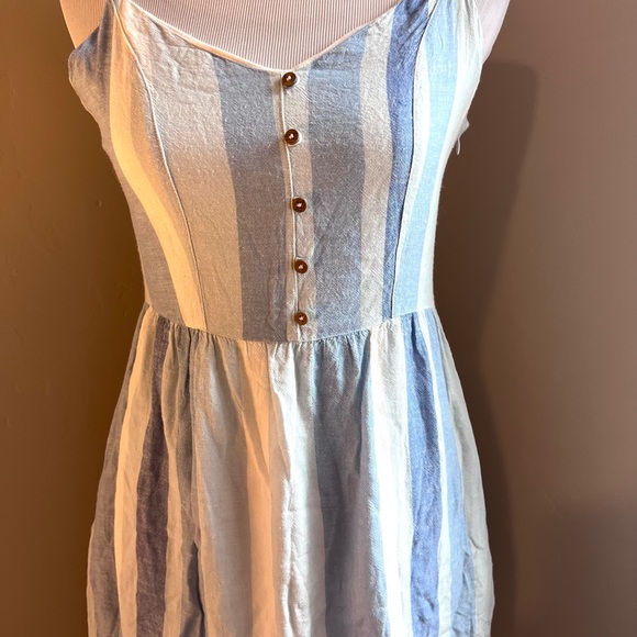 Joie linen blend striped blue summer midi dress size 6 - Picture 2 of 6